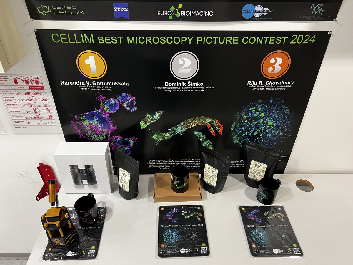 Cellular Imaging Core Facility - CEITEC (@ceitec_cellimcf) on Twitter photo 🏆 Winners of the CELLIM Imaging Contest 🏆
🥇 Narendra Gottumukkala – CEITEC, Masaryk University
🥈 Dominik Simko – Faculty of Science, MU
🥉 Riju Roy Chowdhury – RECETOX, MU
Congrats! 🎉 Thanks to <a href="/zeiss_micro/">ZEISS Microscopy</a> for sponsoring – winner gets a ZEISS TERRA ED 10x42 binoculars! 🏆 Winners of the CELLIM Imaging Contest 🏆
🥇 Narendra Gottumukkala – CEITEC, Masaryk University
🥈 Dominik Simko – Faculty of Science, MU
🥉 Riju Roy Chowdhury – RECETOX, MU
Congrats! 🎉 Thanks to <a href="/zeiss_micro/">ZEISS Microscopy</a> for sponsoring – winner gets a ZEISS TERRA ED 10x42 binoculars!