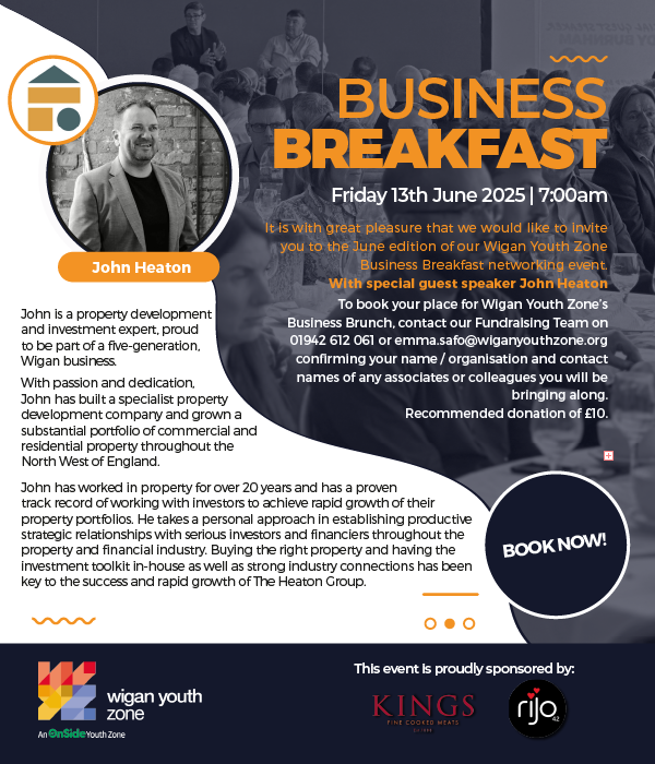 Wigan Youth Zone (@wiganyouthzone) on Twitter photo Kickstart your day with great good, great company and great insight! ๐ฅโ
Friday 13th June | 7am | ยฃ10 (includes breakfast)
Book your spot now - emma.safo@wiganyouthzone.org
#BusinessBreakfast #Networking #WiganBusiness #WiganCommunity #charity Kickstart your day with great good, great company and great insight! ๐ฅโ
Friday 13th June | 7am | ยฃ10 (includes breakfast)
Book your spot now - emma.safo@wiganyouthzone.org
#BusinessBreakfast #Networking #WiganBusiness #WiganCommunity #charity