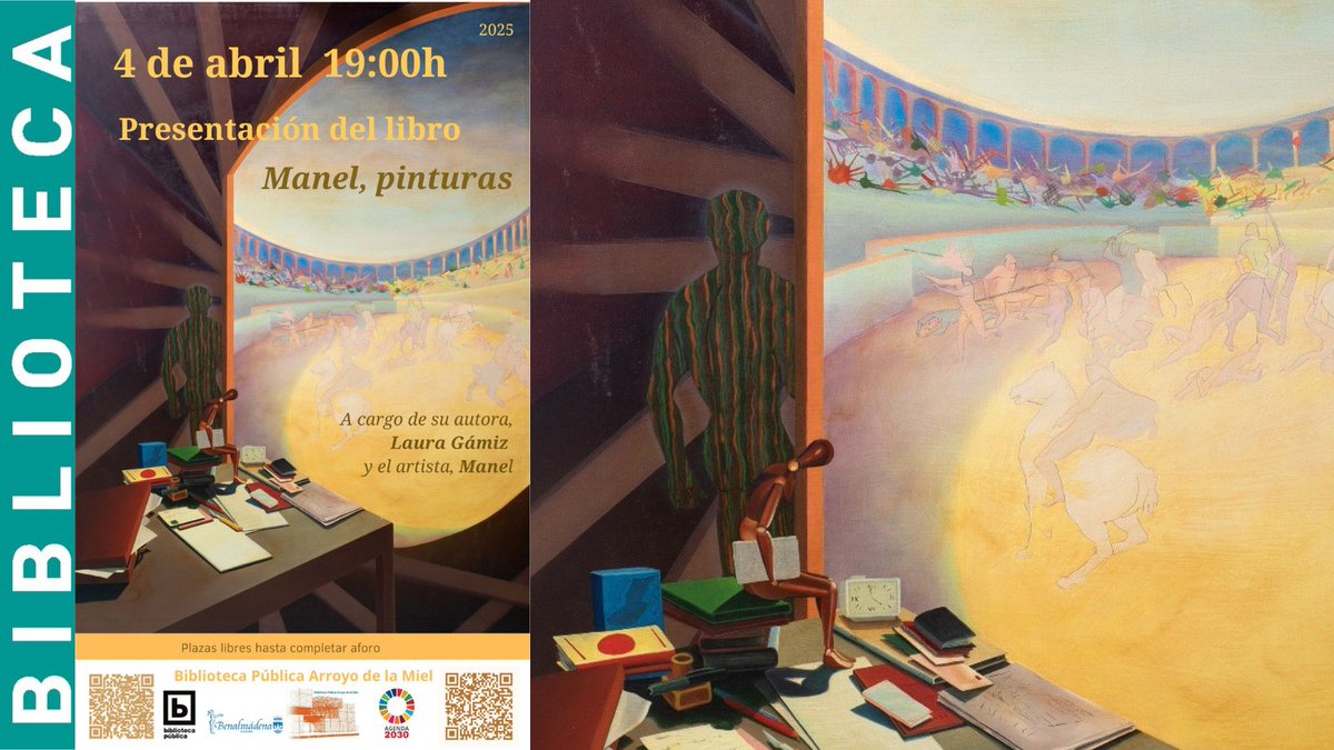 🧑‍🎨Este viernes tienes una cita con el arte en #TuBiblioteca. 𝗟𝗮𝘂𝗿𝗮 𝗚𝗮́𝗺𝗶𝘇 presenta su libro 𝑀𝑎𝑛𝑒𝑙, 𝑝𝑖𝑛𝑡𝑢𝑟𝑎𝑠, acompañada del artista

📆4 de abril
⌚19:00 h
📍 Planta -1 
🎟Entrada libre hasta completar aforo

#BibliotecasQuenutrenVidas #Agenda2030 #ODS