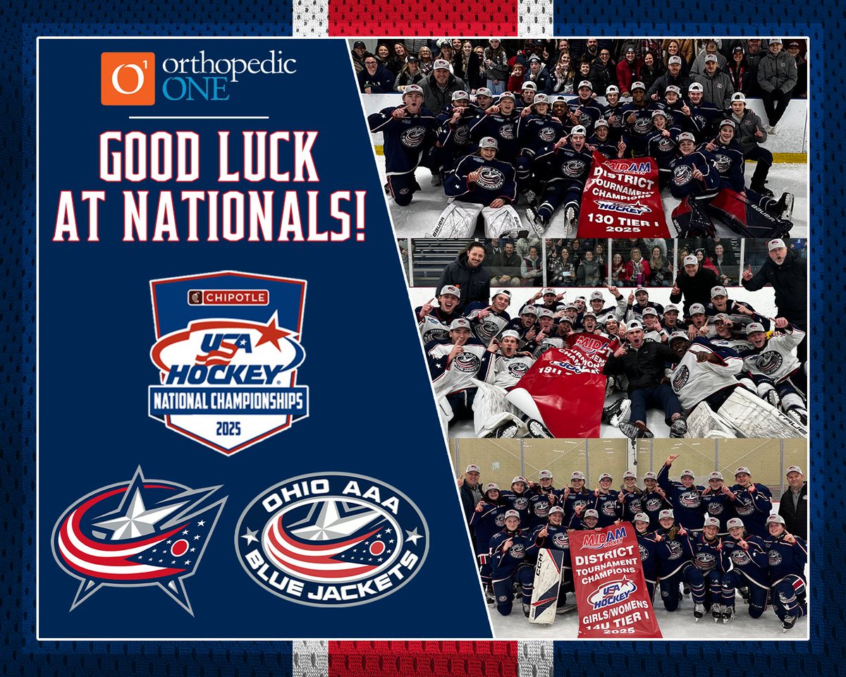 The Chipotle <a href="/usahockey/">USA Hockey</a> National Championships begin today! Good luck to our 18U, 14U Girls and 13O teams!

RELEASE: aaabluejackets.com/news/obj-ready…