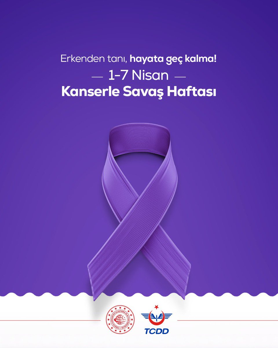TCDDemiryollari's tweet photo. 1-7 Nisan Kanserle Savaş Haftası’nda erken teşhisin önemini bir kez daha hatırlatıyoruz. Düzenli kontroller ve sağlıklı yaşam alışkanlıklarıyla kansere karşı bilinçlenelim. Unutmayın, erken tanı hayat kurtarır! #TürkiyeHızlanıyor🇹🇷 https://t.co/ihvwESYLkB