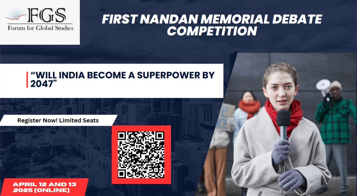 studies_forum's tweet photo. Join the First Nandan Memorial Debate Competition &amp; discuss:
"Will India Become a Superpower by 2047?" 🇮🇳

April 12-13, 2025 (Online)
Cash prizes &amp; certificates for winners &amp; participants

Register now: https://t.co/cO4a1k1vFq

#Debate #India2047 #Public #Speaking #Youth #Voice https://t.co/YWgSqMC2Aa
