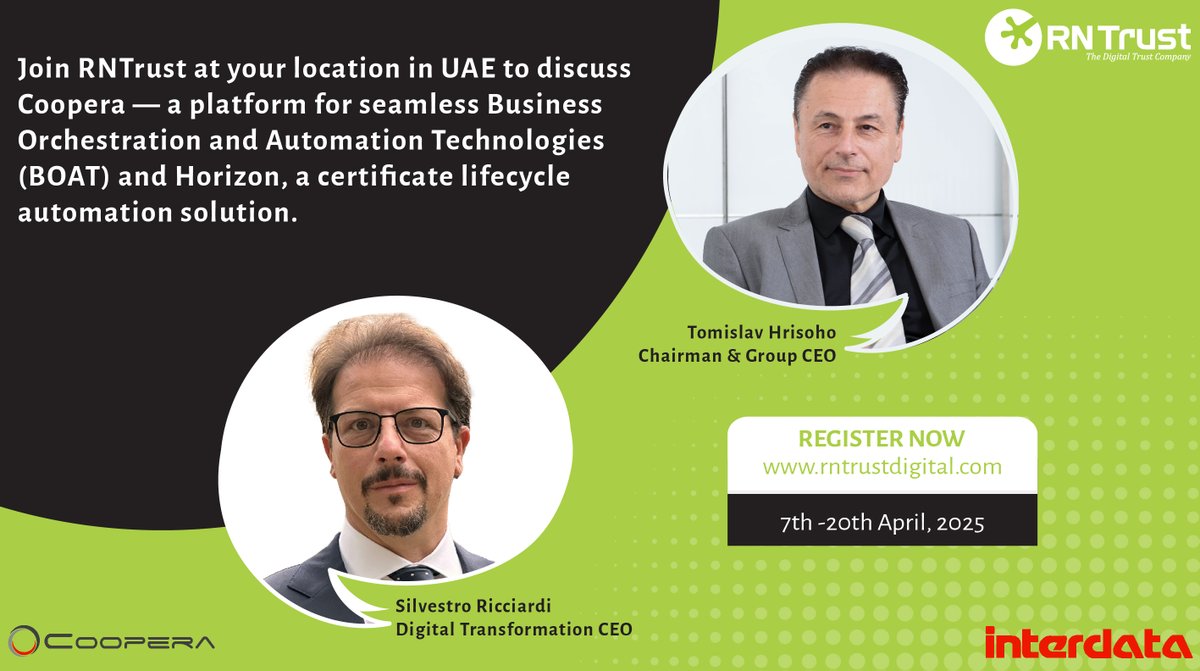 rntrustme's tweet image. Join RNTrust at your location in UAE from 7th – 20th April 2025 to explore a potential collaboration between your esteemed organization and the Interdata/RNTrust Group. 

Register: rntrustdigital.com