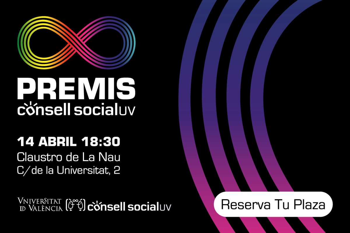🏨El claustro de <a href="/LaNauuv/">UVcultura / La Nau</a> <a href="/UV_EG/">Universitat València</a> será el escenario de la XXVIII edición de los #PremiosUniversidadSociedad:

📅14 de abril
 🕢18:30 h
📍Claustro de <a href="/LaNauuv/">UVcultura / La Nau</a>

♾️Reserva tu plaza en▶️adeituv.es/28-premiosus/
 
🔝Conoce a las personas y entidades premiadas ▶️go.uv.es/0pnqAbu