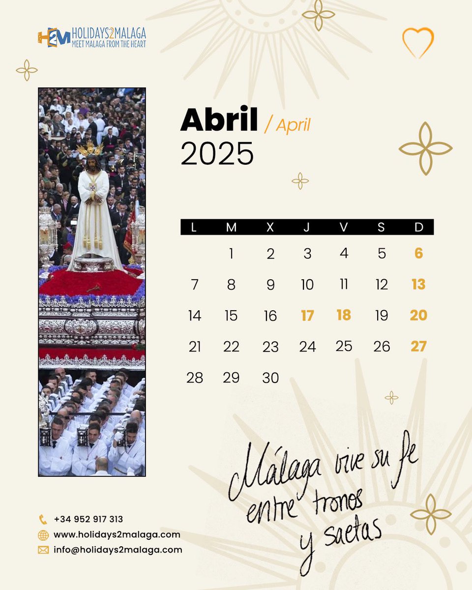 #BienvenidoAbril 🕯️ 🦋🌻#WelcomeApril

☀️Ven a visitar la capital de la 𝐂𝐎𝐒𝐓𝐀 𝐃𝐄𝐋 𝐒𝐎𝐋 de #Andalucía y vive la magia de la #CostadelSol mientras te relajas en los apartamentos de #holidays2malaga. ¡La combinación perfecta para una estancia inolvidable! 💯%