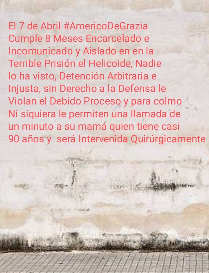 NoelRomeroL's tweet photo. #Urgente  Mamá de  Américo De Grazia preso político, se llama María  De Grazia en pocos minutos será Intervenida Quirúrgicamente del ❤️ Corazón.  Los Familiares Hicieron todo el esfuerzo ante el Régimen de Maduro para una llamada TLF de un minuto con su hijo  y se la negó 🆘🙏🙏 https://t.co/Ry6KXeCZ5z