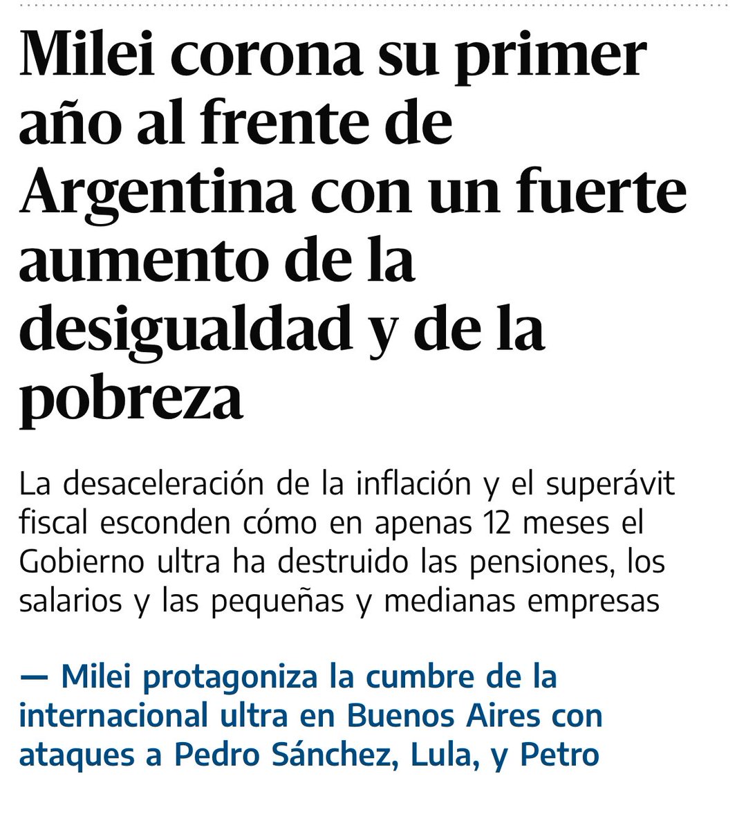 Esta noticia de <a href="/eldiarioes/">elDiario.es</a> es de diciembre de 2024. Ahora que sabemos que Milei cerró 2024 con menos pobreza que el peronismo, ¿vais a rectificar? No me gustaría que Pedro Sánchez os persiguiera por buleros eldiario.es/internacional/…