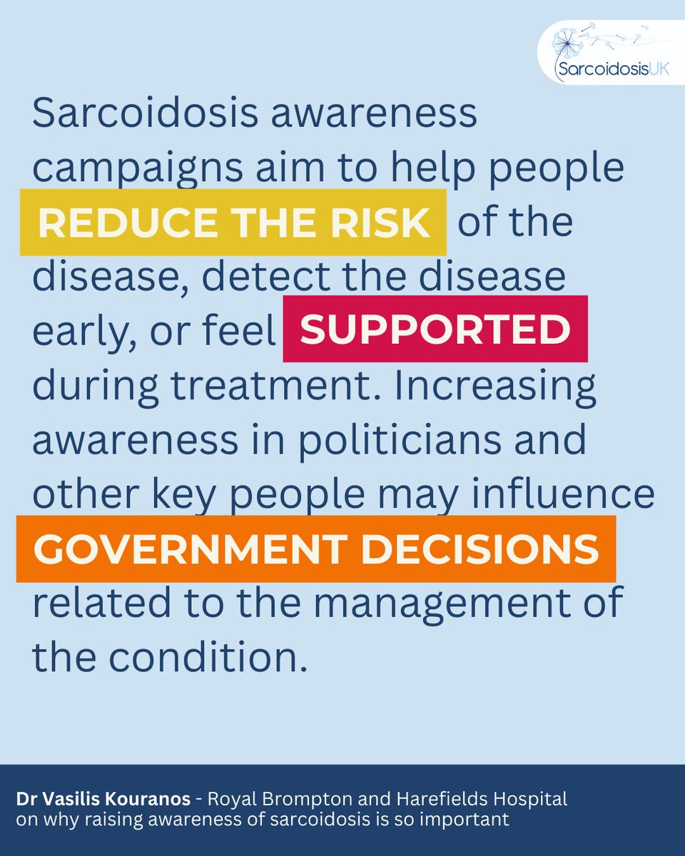 SarcoidosisUK's tweet image. Today marks the start of Sarcoidosis Awareness Month and we wanted to share why raising the profile of sarcoidosis is so vital.

We asked Dr Vasilis Kouranos about the importance of raising awareness of sarcoidosis.

Join us this April in shouting about sarcoidosis 📣