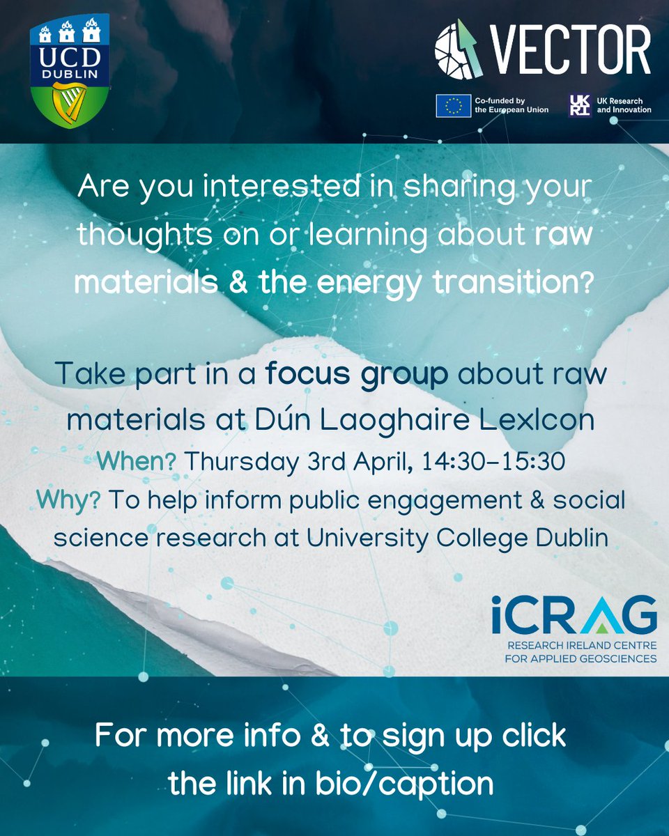 iCRAG Centre (@icragcentre) on Twitter photo Living in #dunlaoghaire? Come along to our focus group on raw materials on Thursday 3rd April in the Lexicon <a href="/DLR_Libraries/">dlr Libraries</a>. We want to hear your views on raw materials and the energy transition. Sign up here: forms.gle/b52H1ADMkY9JN5… Living in #dunlaoghaire? Come along to our focus group on raw materials on Thursday 3rd April in the Lexicon <a href="/DLR_Libraries/">dlr Libraries</a>. We want to hear your views on raw materials and the energy transition. Sign up here: forms.gle/b52H1ADMkY9JN5…
