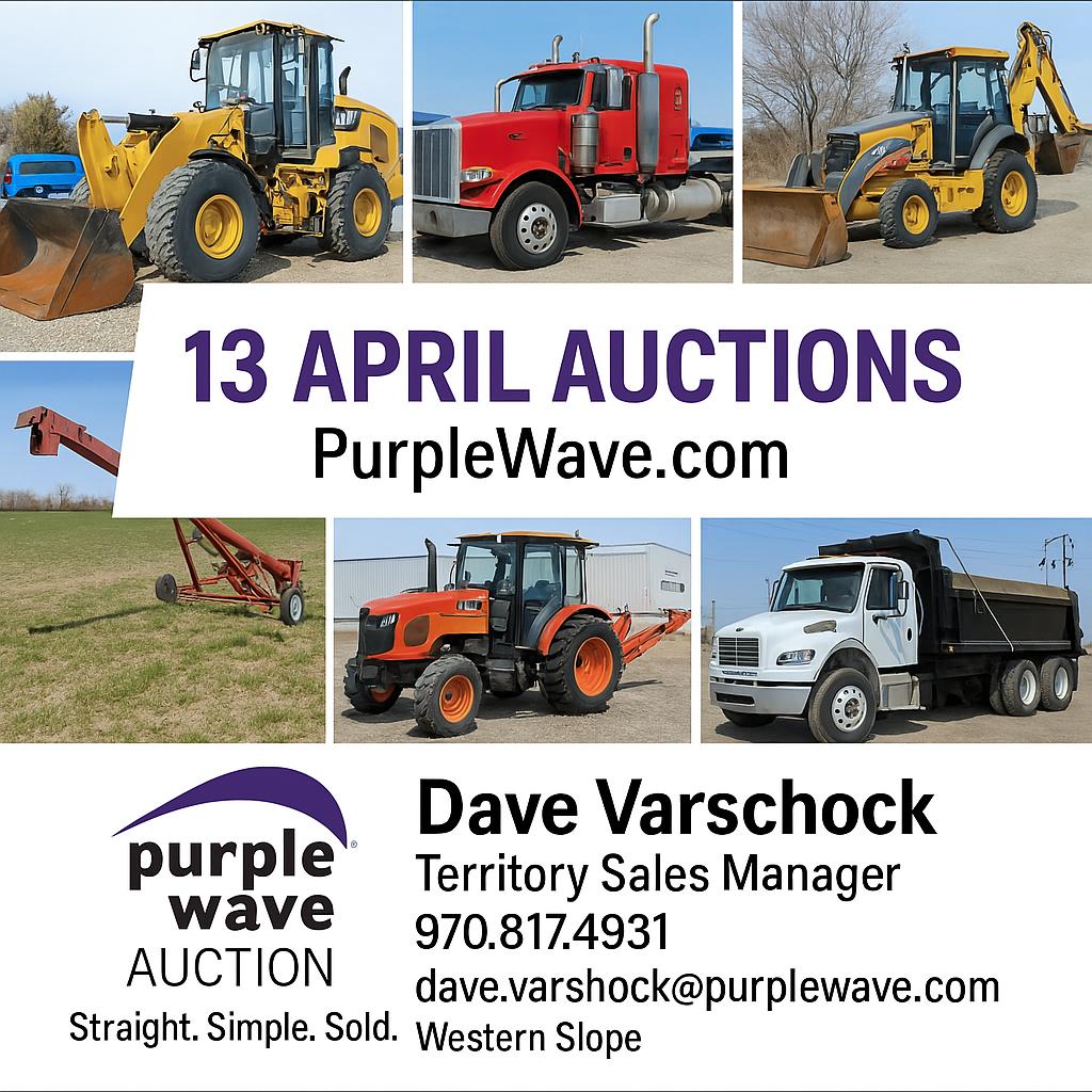 April is loaded with opportunity – we’ve got 13 Purple Wave auctions lined up this month with equipment moving across Colorado and beyond.

🔗 Browse the full lineup at purplewave.com

#UsedEquipment #OnlineAuction #PurpleWave #ColoradoEquipment #WesternSlope