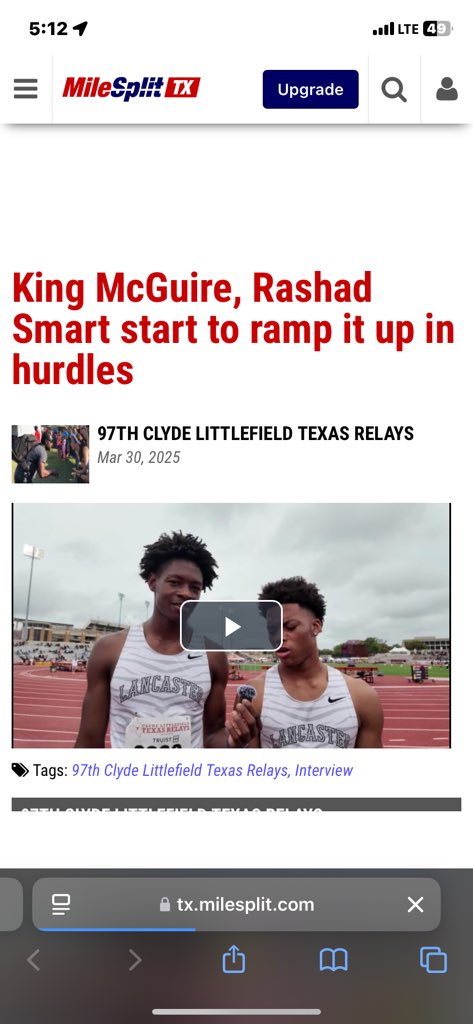 Appreciate <a href="/TXMileSplit/">Texas MileSplit</a> for the interview!! tx.milesplit.com/videos/750942/…