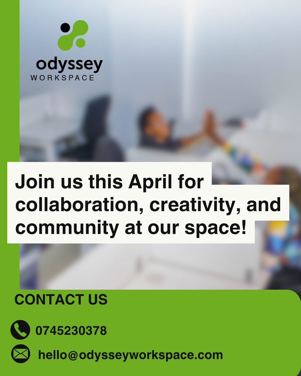 New Month, New Quarter, New Goals! 🚀✨
Elevate your productivity at Odyssey Workspace—where ideas thrive and businesses grow! 🔥💼
Ready to level up? Book your spot today and start making those goals a reality.

#coworkingspace #odysseyworkspace #newmonth
#bookwithus #hotdesk
