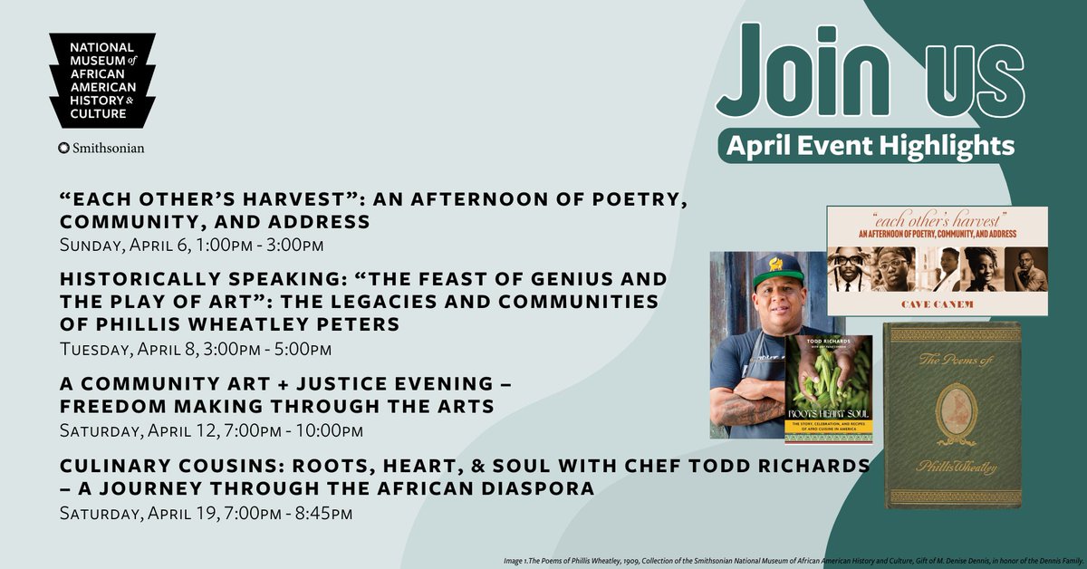 NMAAHC's tweet image. 📅 This month, celebrate #DCEmancipationDay with us! Join our #DistrictDay event—live performances, a trunk show, &amp;amp; special menu. Also, join “A Community Art + Justice Evening—Freedom Making Through the Arts.” Learn more: s.si.edu/4iKAGKF #APeopleJourney