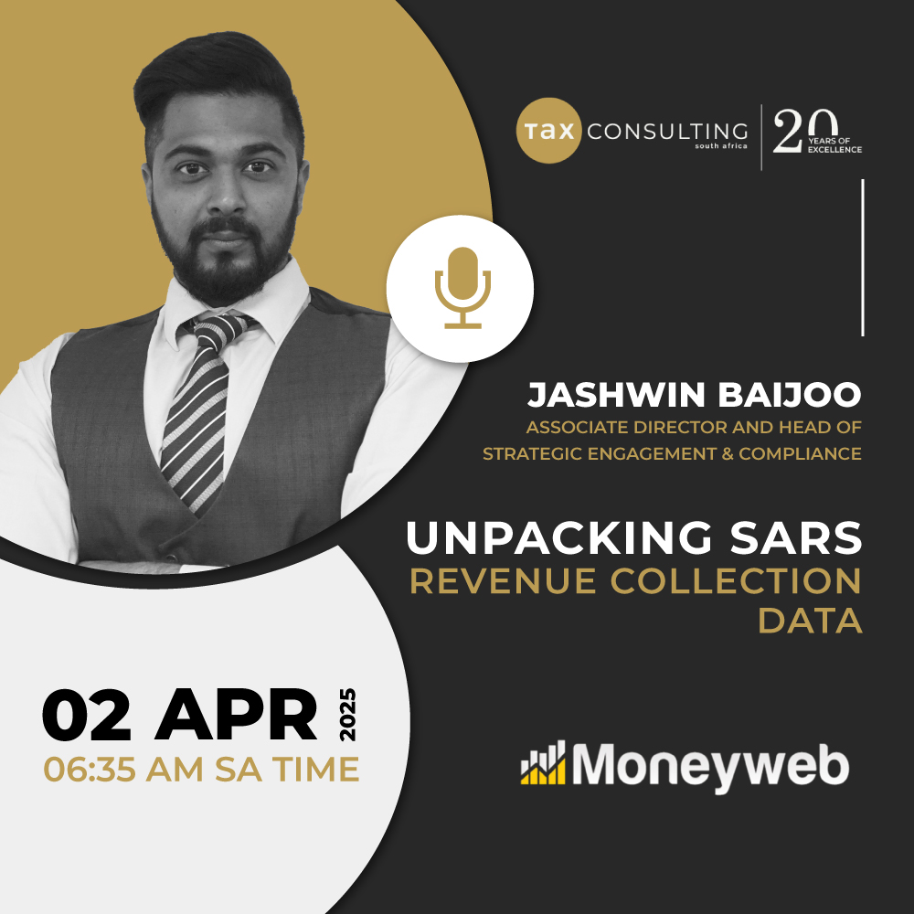 taxconsultingsa's tweet image. Tune in to #MoneywebNOW on 02 April 2025 at 06:35 AM as Jashwin Baijoo joins Simon Brown to unpack the SARS #RevenueCollection data, which is set to be released today.

Do not miss this important conversation: bit.ly/41T1VfZ

#SARS #TaxCompliance #TaxConsulting