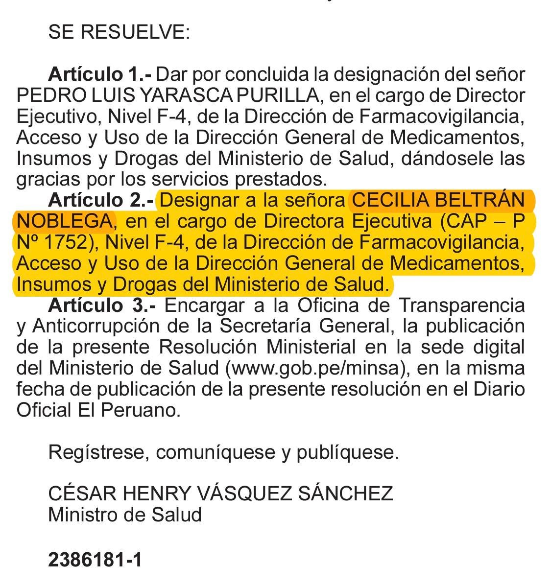 saludconlupa's tweet photo. #Alerta 🚨Minsa nombró como directora de Farmacovigilancia en #Digemid a Cecilia Beltrán, una de las evaluadoras que recibió el reporte de reacciones adversas por el suero defectuoso de #Medifarma. En lugar de investigarla por la tardía respuesta de la entidad, la ascendieron. https://t.co/xFjYGIxD4p