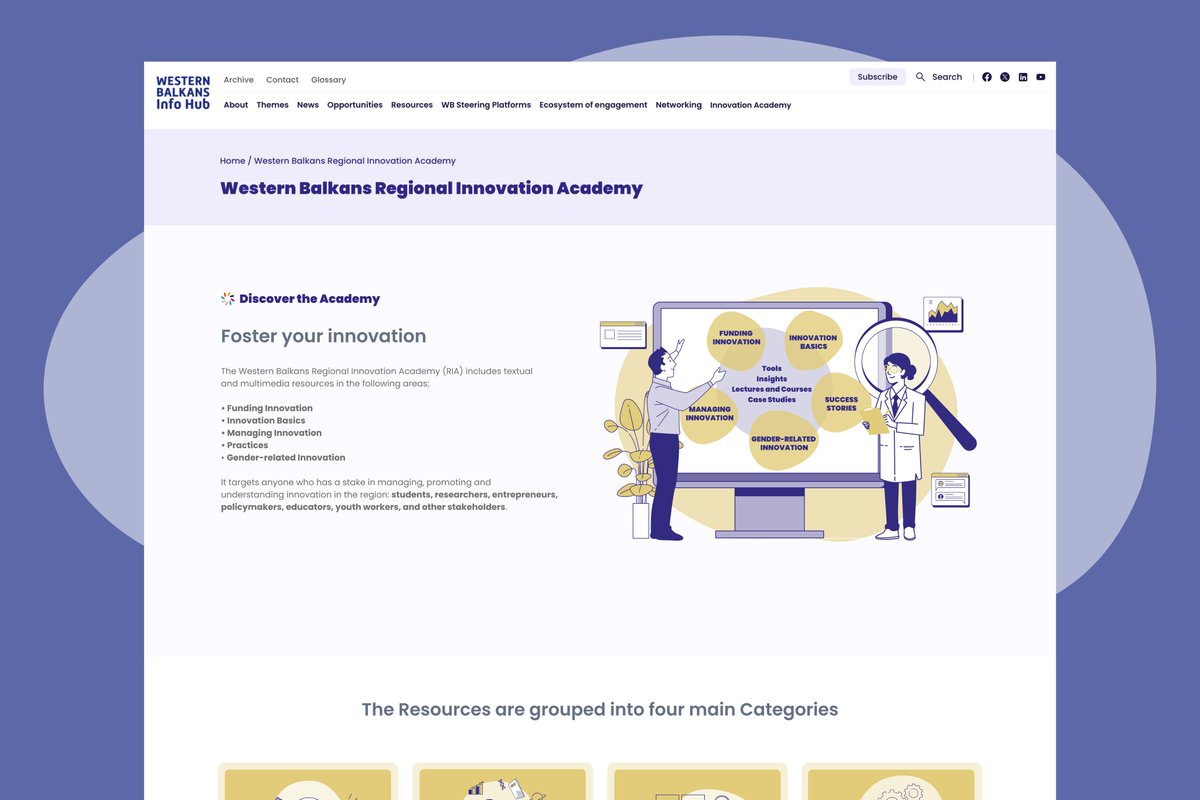 The Western Balkans Regional Innovation Academy is live! This new online platform supports students, researchers, policymakers, and educators with resources on innovation and entrepreneurship in the Western Balkans.

Explore the Innovation Academy today: bit.ly/4iSXLLg