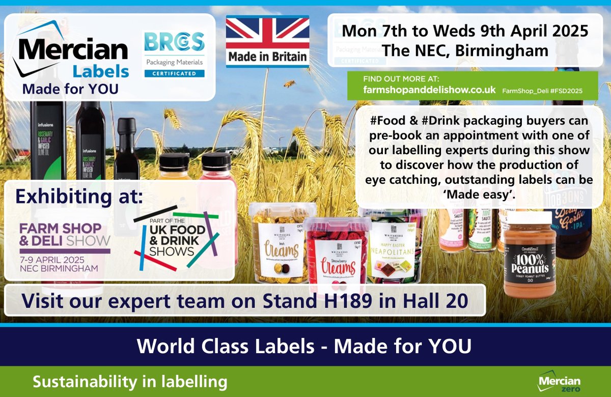 Less than a week until the trade only UK #Food &amp; #Drink Shows are at the NEC on Mon 7th - Weds 9th April.
Don’t miss your chance to book a consultation with one of our labelling experts on Stand H189 in Hall 20 to see how your labels can be ‘Made easy’.
#Food #Drink #Labels