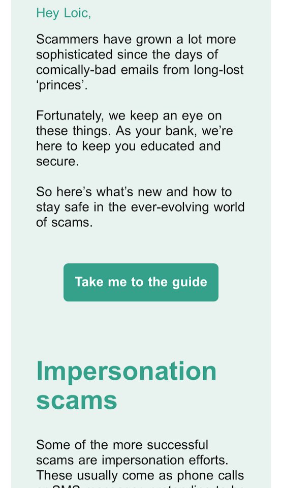 loicmerckel's tweet image. I like @n26! Best banking experience I&apos;ve ever had.
But teaching me not to trust emails… via email… with a big green button?
That’s peak irony.
Maybe worth rethinking the format? 😉
#SecurityDesign #PhishingAwareness