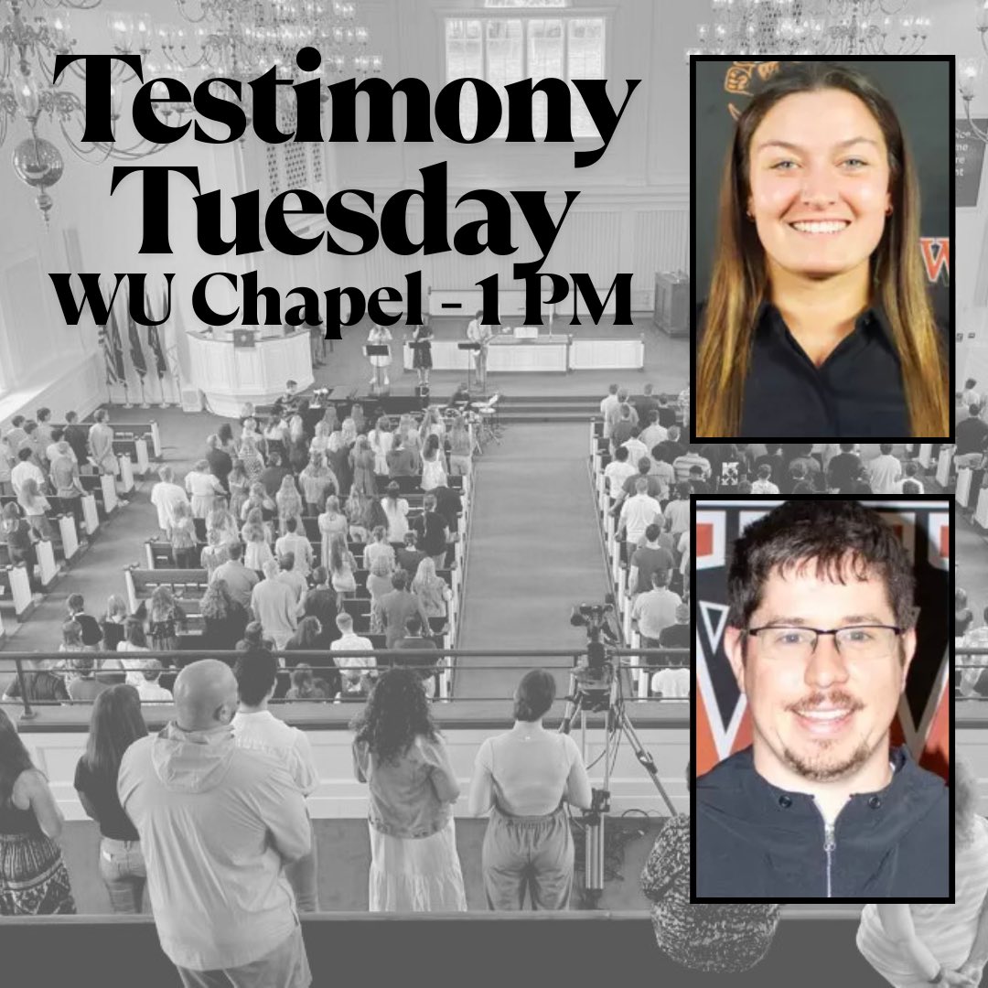 It’s Testimony Tuesday - WU Chapel (1 PM) at Roberts Chapel. Senior, Sports Announcing Major, Meg Barry, and <a href="/WUJackets/">Waynesburg Athletics</a> SID, Andy Stanko, will be sharing TODAY! #GROW #Chapel