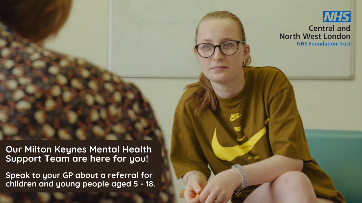📢Aged 5-18 and struggling with anxiety or low mood? Speak to your GP for support from the Milton Keynes Mental Health Support Team. 

Parents, talk to your GP about a referral for your child. Early support makes a difference!

Find out more: cnwl.nhs.uk/services/menta…