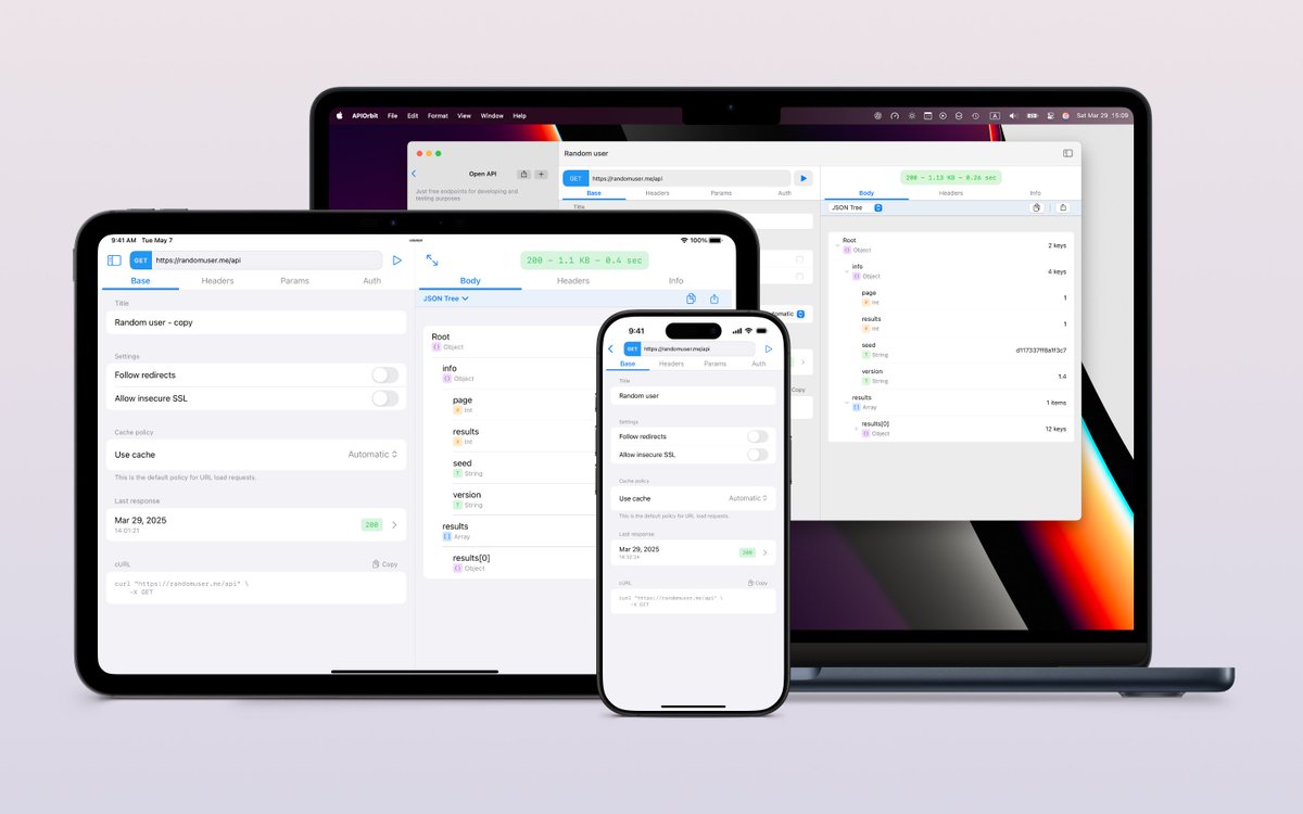 APIOrbitApp's tweet image. Build on Mac, test on iPhone, edit on iPad — without thinking about sync.

API Orbit keeps your collections always up to date via iCloud.

Work anywhere. Continue instantly.

#APIOrbit #iOSDev #icloud 

Where do you do most of your API testing — iPhone, iPad or Mac?