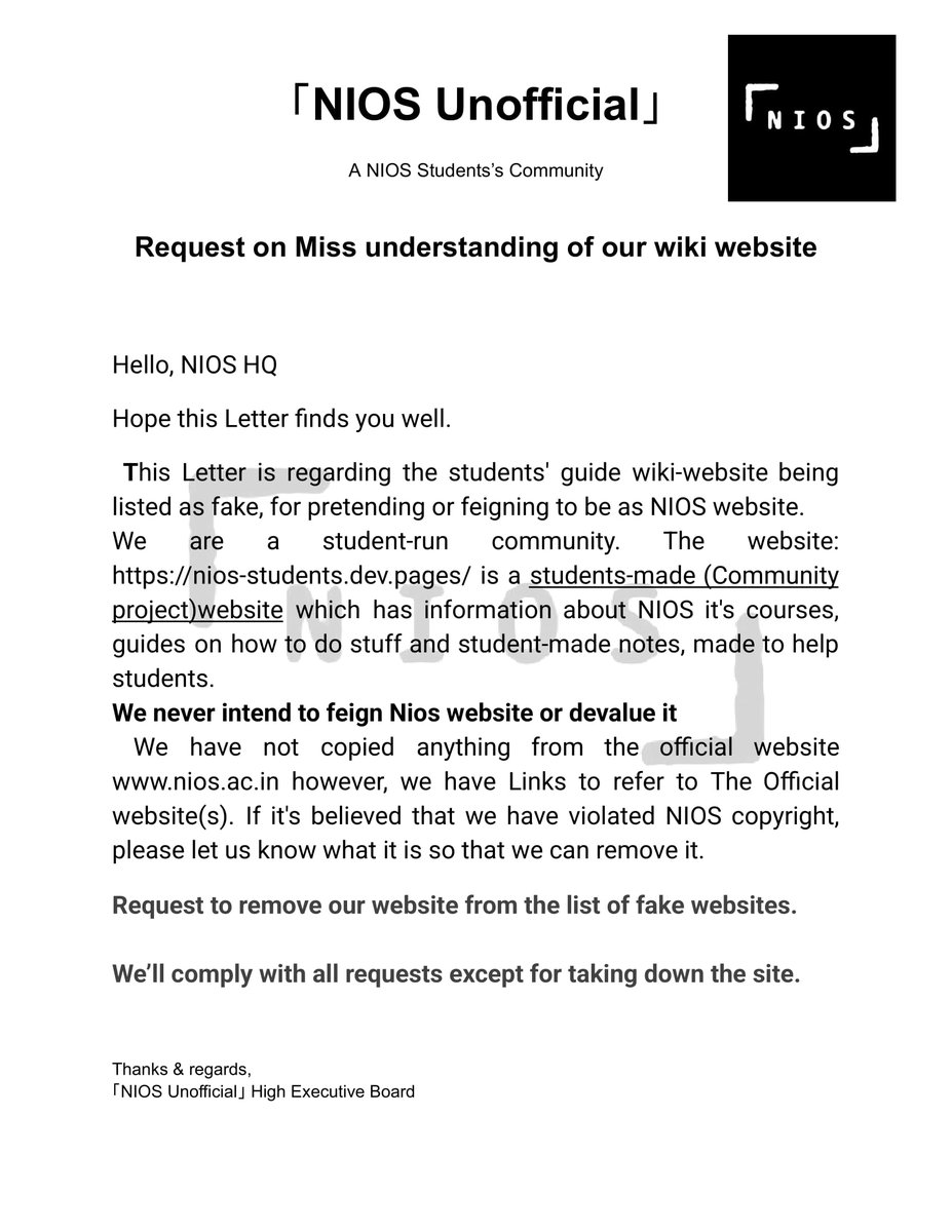 NIOSUnofficial's tweet photo. Miss understanding of our wiki website by NIOS https://t.co/yZOGmXB5zS
