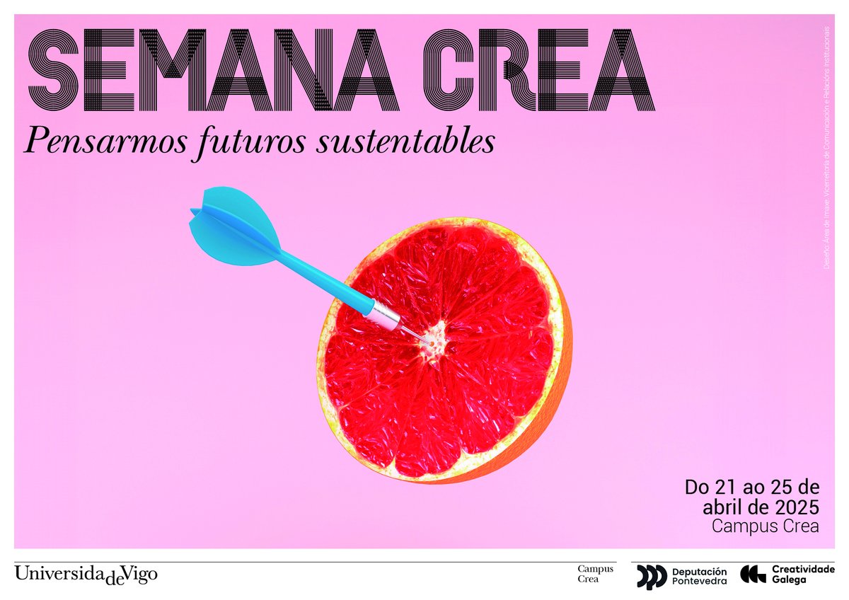 🔴Semana CREA 2025
Obradoiros, mesas redondas e conferencias para “pensarmos futuros sustentables” 
📆Entre o 21 e 25 de abril unha intensa semana de actividades.
Consulta o programa en: campuscrea.uvigo.gal/a-semana-da-cr…