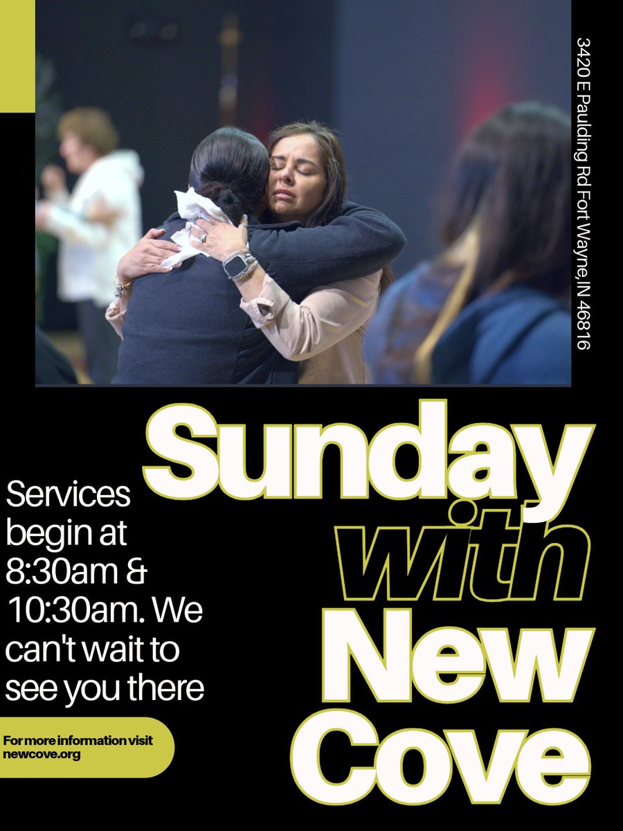 NewCoveFW's tweet photo. Set those alarms now to come worship with us Sunday at 8:30 a.m. or 10:30 a.m. and don't forget even if you can't make it, you can watch us on YouTube or Facebook at 10:30 a.m. can't wait to see you there. Have a blessed week! https://t.co/YAKKgIgc5y