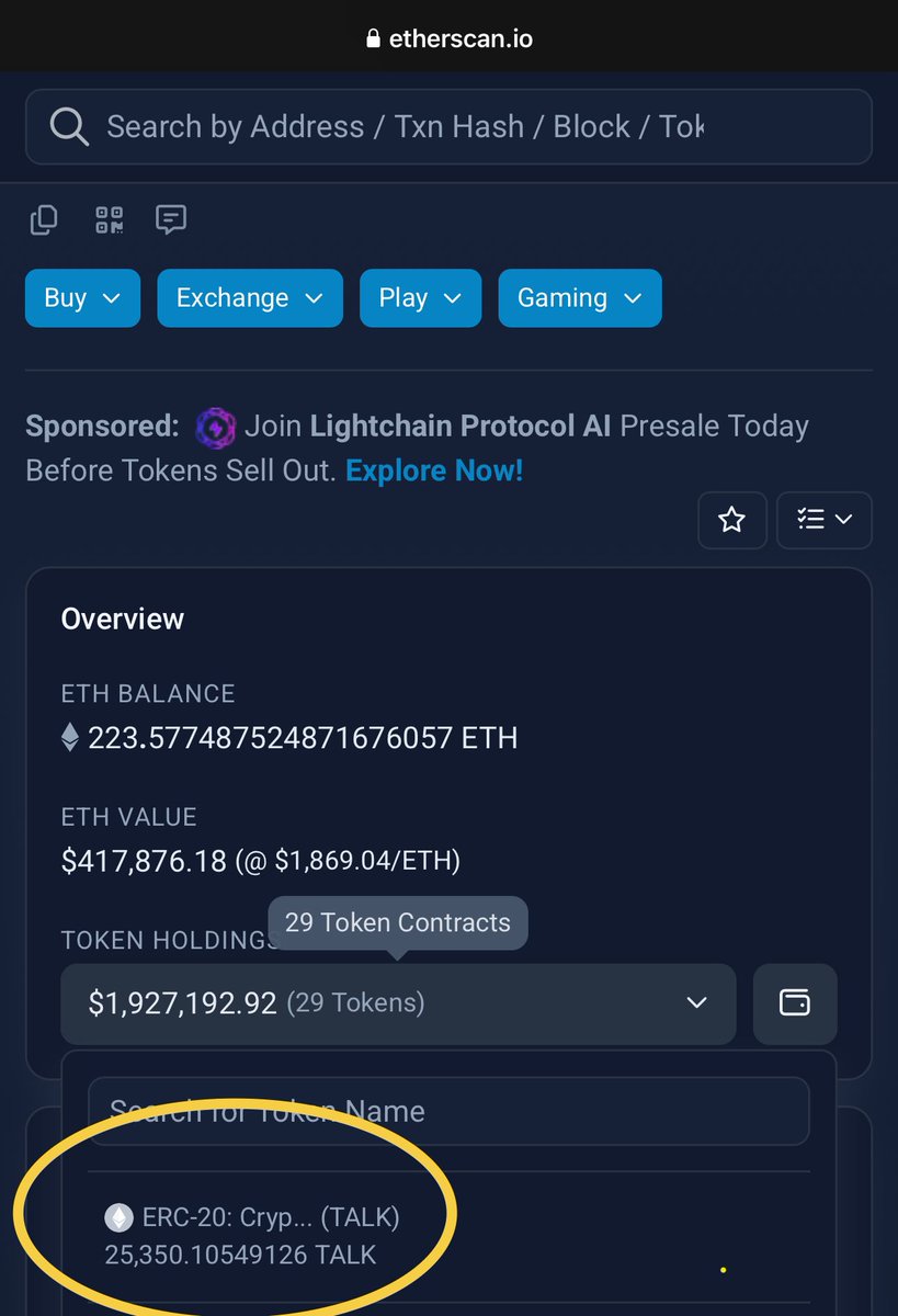 Great to see <a href="/ZssBecker/">Alex Becker 🍊🏆🥇</a> talking about $TALK on his YouTube channel and publicly bidding <a href="/CrypTalkNetwork/">cryptalk</a> and hasn’t even starting mentioning it on X yet, much much higher 📈 

He’s currently accumulating ~$34k at this level, bag will easily be 6 figures short term, see below: