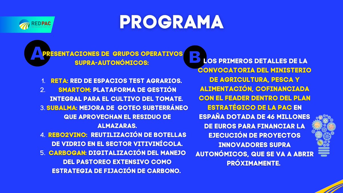 💡Jornada "Una década de Proyectos Innovadores de Grupos Operativos. Casos de éxito"
🎉La Red PAC celebra los avances e investigaciones de la última década de los GGOO
📍10/04 - 12:00-14:00 H - Museo reina Sofía #Madrid
✍🏼HASTA 8/04: bit.ly/3E4dIiu