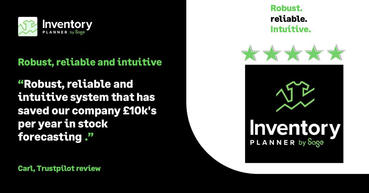 🌟 We don't need to tell you how great Inventory Planner by Sage is – our customers do! 🌟

Want to learn more and start getting more time, profit and less inventory guesswork? 
Get a free tailored demo 👉 hubs.ly/Q03dRK8Q0