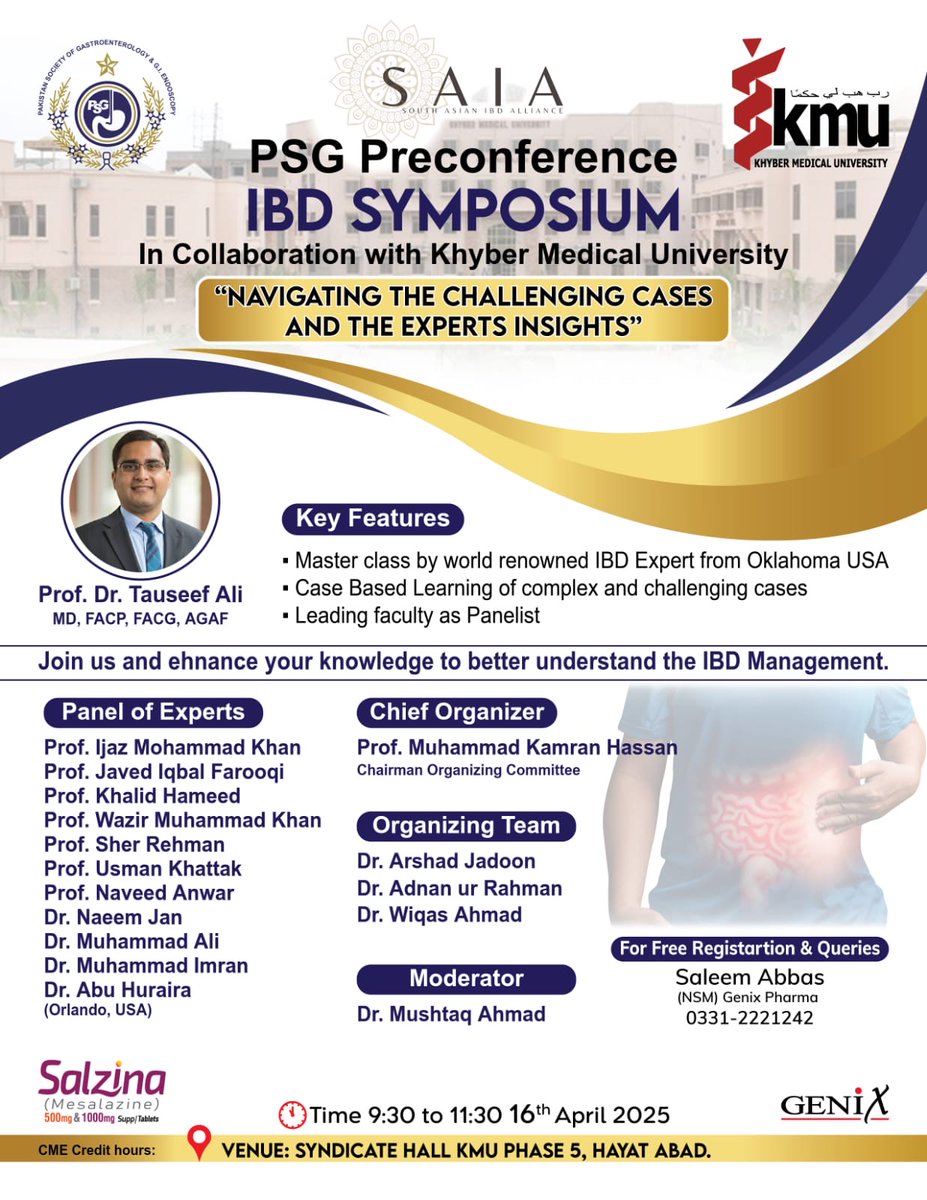 SAIA (@saia_ibd) on Twitter photo SAIA’s very own <a href="/ibdtweets/">Tauseef Ali MD, FACG AGAF FACP</a> will deliver a Master Class on IBD Management at the Pakistan Society of Gastroenterology & GI Endoscopy’s Pre-Conference IBD Symposium on April 16th 👏🏽
SAIA is honored to advance professional education in regions where #IBD is growing rapidly 🙏🏽 SAIA’s very own <a href="/ibdtweets/">Tauseef Ali MD, FACG AGAF FACP</a> will deliver a Master Class on IBD Management at the Pakistan Society of Gastroenterology & GI Endoscopy’s Pre-Conference IBD Symposium on April 16th 👏🏽
SAIA is honored to advance professional education in regions where #IBD is growing rapidly 🙏🏽
