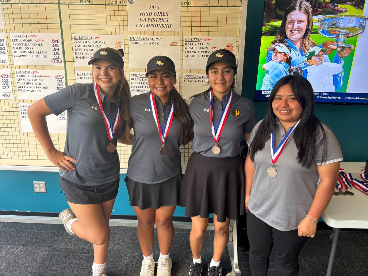 Congrats to SWHS Golf!  The girls took 3rd place in the district tournament at Sharpstown Golf Course.  The girls represented us well!  Way to go ladies!  We are so proud of you!

The boys play today and Wednesday!  We wish them the best of luck!