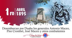 1 abril  1895
Desembarco de #TenemosMemoria  Antonio Maceo y Flor Crombet por Duaba, Baracoa.
<a href="/DraMaricelDME/">Maricel Hechavarría Gé</a>
<a href="/LeticiaCalvoD/">Leticia Calvo Dorado</a> 
<a href="/FajardoYanila/">Yanila Pèrez Fajardo</a>