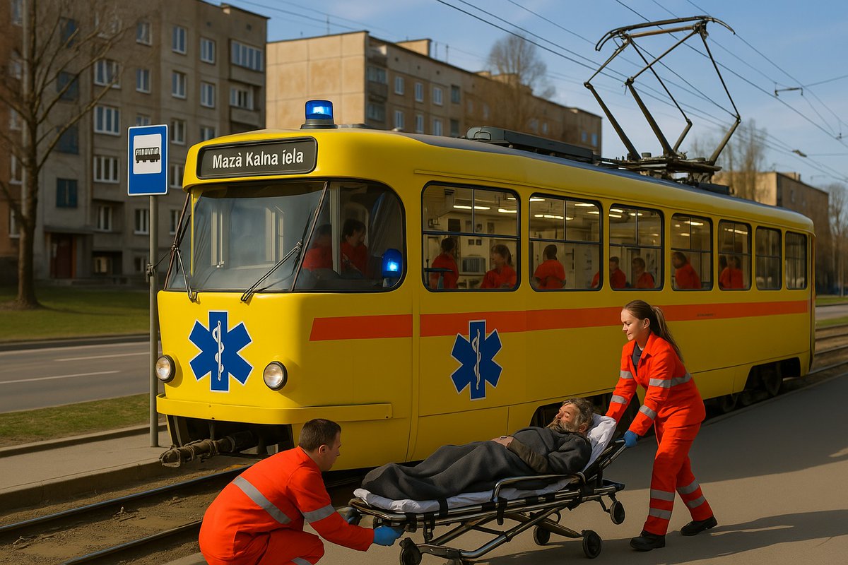 Tikai šodien un ekskluzīvi Rīgas ielās <a href="/shiskins/">Rafaels</a> vadītā BAC Krasts rajonā -  mūsu dzeltenais tramvajs
(es gan reiz ieteicu doties uz slimnīcu ar trolejbusu)!
 Galvenais,ka <a href="/NMPdienests/">NMPdienests</a> darbinieki formās, pateicoties <a href="/RigasDome/">Rīga</a> atbalstam, var braukt bez biļetes!