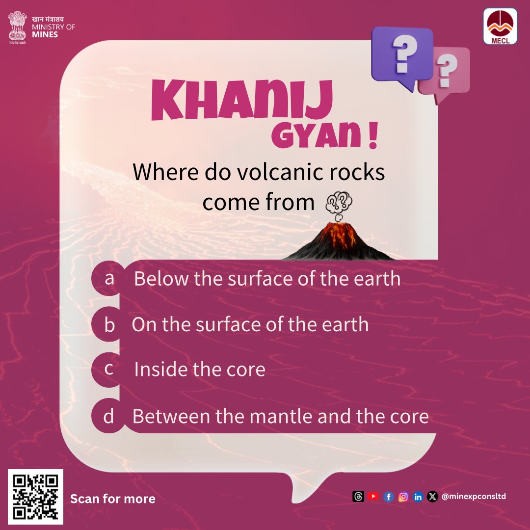 minexpconsltd's tweet image. Time to ignite your curiosity!  Join us for a Quiz and put your knowledge to the test! Get ready for learning.  #QuizTime #ScienceChallenge @MinesMinIndia @kishanreddybjp @satishdubeyy