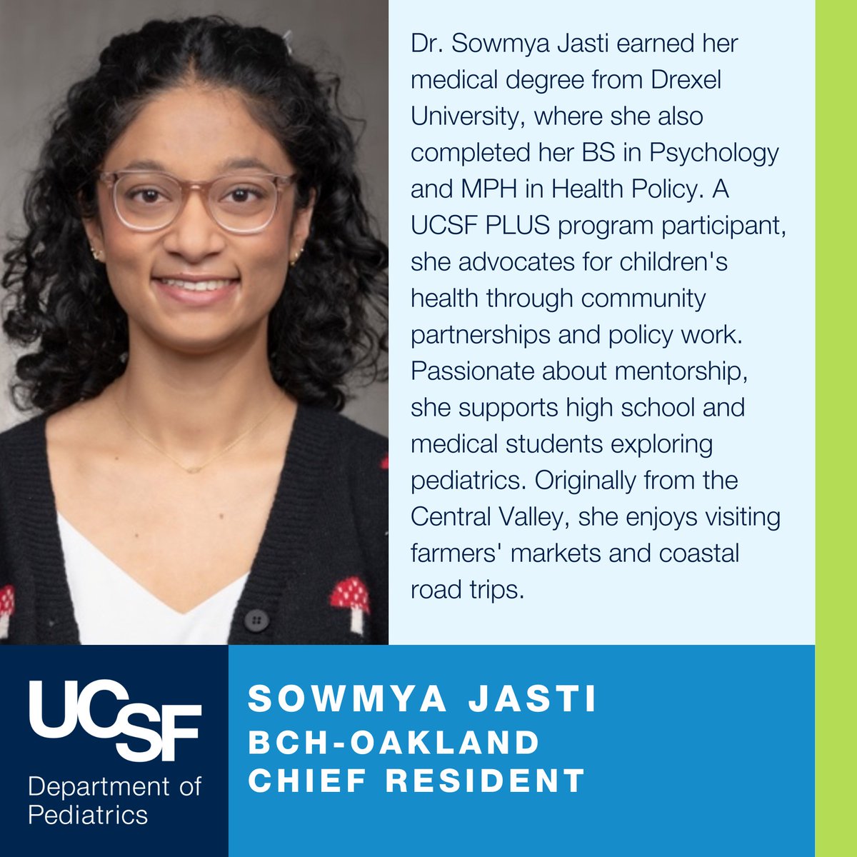 UCSF Pediatrics (@ucsfpediatrics) on Twitter photo Meet the <a href="/UCSFBenioffOAK/">UCSFChildrensOakland</a> Chief Residents for 2026-2027! 🎉
We’re excited to see these outstanding physicians lead, mentor, and inspire the next generation of pediatricians. Join us in congratulating our incoming Chiefs!
<a href="/ucsfpedsres/">UCSF Pediatric Residency</a> Meet the <a href="/UCSFBenioffOAK/">UCSFChildrensOakland</a> Chief Residents for 2026-2027! 🎉
We’re excited to see these outstanding physicians lead, mentor, and inspire the next generation of pediatricians. Join us in congratulating our incoming Chiefs!
<a href="/ucsfpedsres/">UCSF Pediatric Residency</a>