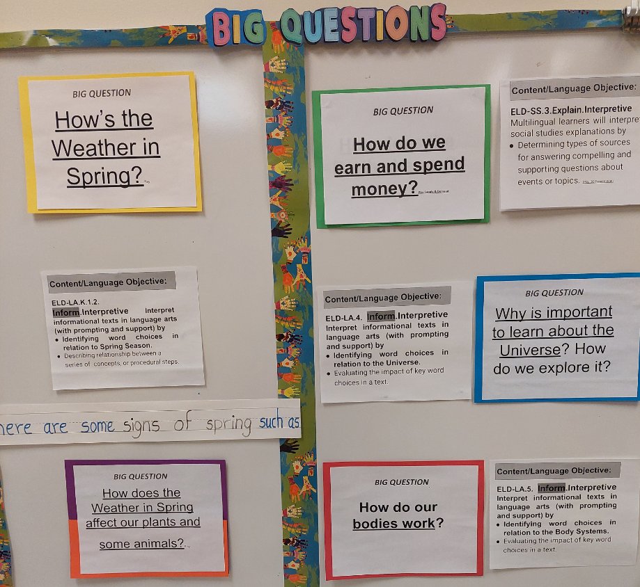 UCPS_ESL's tweet photo. Big Questions and #ELDStandards for the ESL Teacher, Mrs. Hidalgo, and "Student Friendly" #ELDStandards for the students @StallingsESNC. @UCPSNC @AGHoulihan @Hemalalwani3 #TeamUCPS https://t.co/LwucwLLqZ0