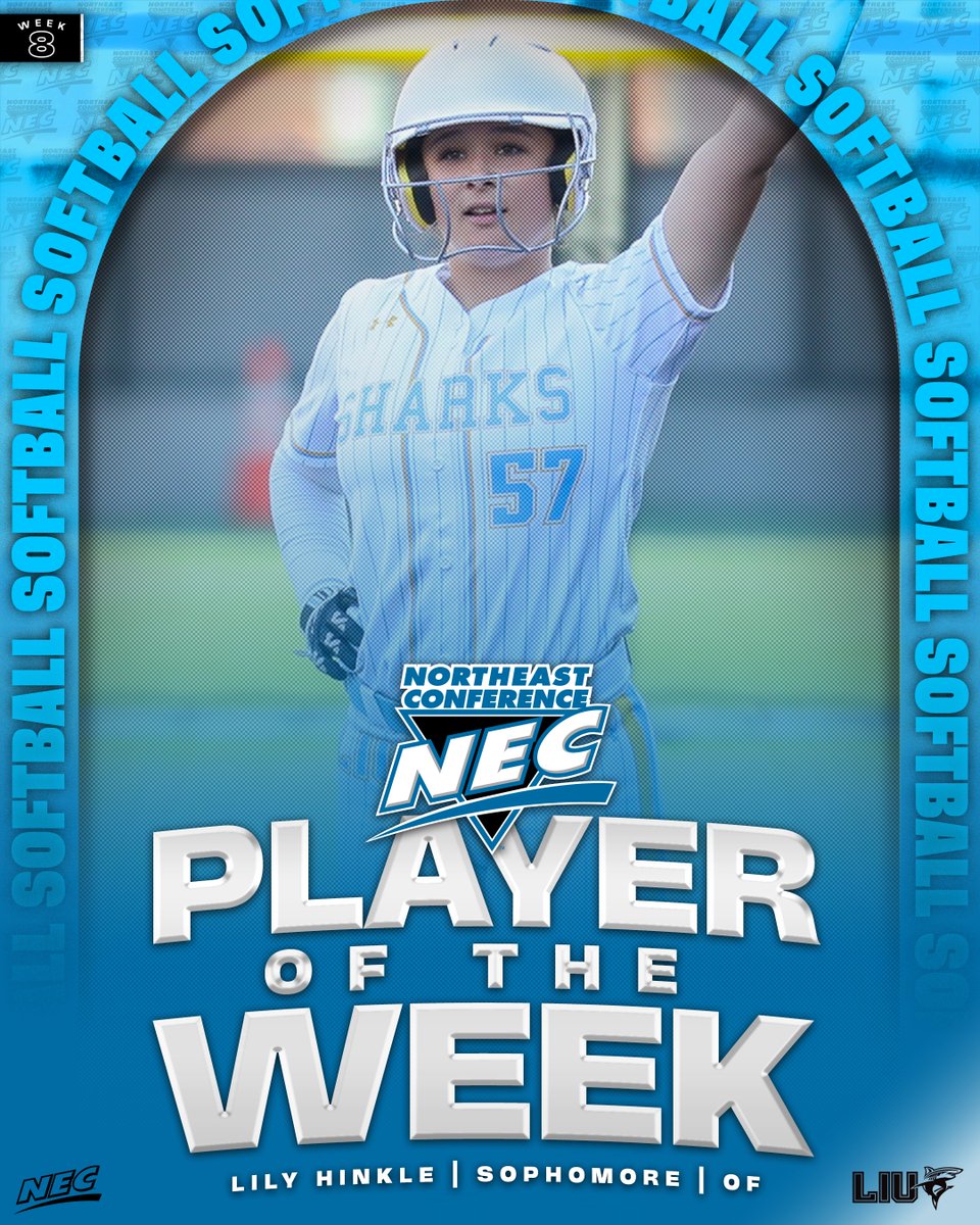 NEC Softball (@necsoftball) on Twitter photo 🥎🏅 The #NECsoftball Player of the Week is 𝗟𝗶𝗹𝘆 𝗛𝗶𝗻𝗸𝗹𝗲 from <a href="/LIUAthletics/">LIU Athletics</a> ‼️
» Slashed .643/.667/1.071🔥 in LIU's 🧹 of Mercyhurst
» Scored 6️⃣ runs & registered 5️⃣ RBI
» Combined for 4️⃣ extra-base hits (2️⃣ 2B, 2️⃣ 3B)
» Her 1st #NECPOW award of 2025
#NECelite 🥎🏅 The #NECsoftball Player of the Week is 𝗟𝗶𝗹𝘆 𝗛𝗶𝗻𝗸𝗹𝗲 from <a href="/LIUAthletics/">LIU Athletics</a> ‼️
» Slashed .643/.667/1.071🔥 in LIU's 🧹 of Mercyhurst
» Scored 6️⃣ runs & registered 5️⃣ RBI
» Combined for 4️⃣ extra-base hits (2️⃣ 2B, 2️⃣ 3B)
» Her 1st #NECPOW award of 2025
#NECelite