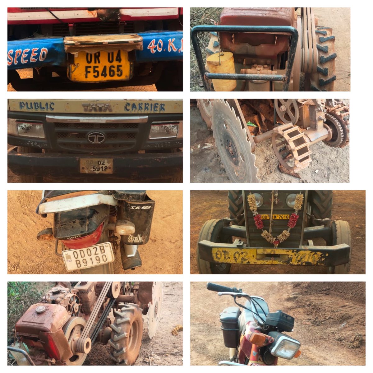 In a continuation raid on illegal mining,  a Special Crime &amp; Cyber crime unit of  Khordha Police conducted a raid on 30.3.25  in  Baibereni mouza under Begunia PS  area  and seized 08 vehicles ( 01 truck, 01 Mini Truck ,01 Tractor 02 Two- wheelers and 03 Power Tillers) and