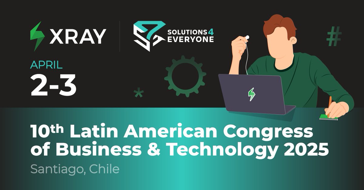 Calling all Xray users in Latin America 📣 Join us and @S4EChile on April 2-3 at the 10th Latin American Congress of AI, Business, and Technology! Visit our booth to learn how Xray integrates seamlessly into your Atlassian ecosystem! 

🎟️ Buy Tickets: hubs.li/Q03fl6h80