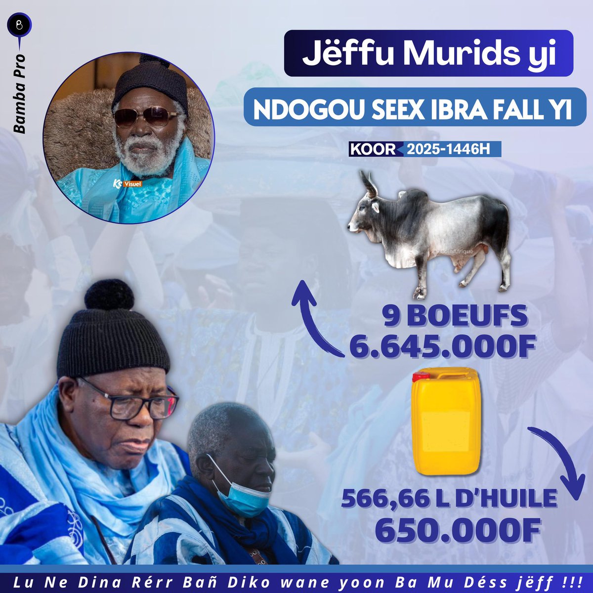 NdongoSeexIbra's tweet photo. 🚨📊📈NDOGOU SEEX IBRA FALL YI 
Ganaaw sunu nuyo ag siar ñél murids yëpp  !!! 

Li moy sen jëff yi jotta aksi fi ñun dirrub 29 jours werru korr ag bëssub korité gui (añu Korité Yi). Lepp teggal na ñu leen ko ci loxo Serigne Bi dileen waax Déweeneti.

Ñu fobbu bu baax !!! https://t.co/FRJYfOcZOa