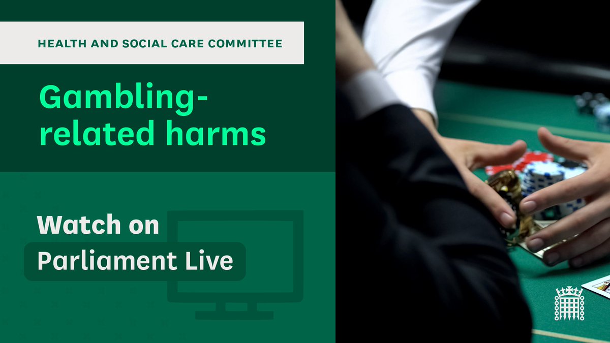 Health and Social Care Committee (@commonshealth) on Twitter photo 🎲 In 2023, approximately 25 million people in England gambled ♠️
Tomorrow, 9:30am 🕤
We're holding a session on the public health response to gambling-related harms and will hear from experts:
<a href="/srchamb/">Samuel Chamberlain</a> <a href="/shwardle/">Heather Wardle</a> <a href="/ADPHUK/">Association of Directors of Public Health (ADPH)</a> <a href="/HBowdenJonesOBE/">Henrietta Bowden-Jones</a> <a href="/OHID/">Office for Health Improvement and Disparities</a> <a href="/GamRegGB/">Gambling Commission</a>
Find out more 👇 🎲 In 2023, approximately 25 million people in England gambled ♠️
Tomorrow, 9:30am 🕤
We're holding a session on the public health response to gambling-related harms and will hear from experts:
<a href="/srchamb/">Samuel Chamberlain</a> <a href="/shwardle/">Heather Wardle</a> <a href="/ADPHUK/">Association of Directors of Public Health (ADPH)</a> <a href="/HBowdenJonesOBE/">Henrietta Bowden-Jones</a> <a href="/OHID/">Office for Health Improvement and Disparities</a> <a href="/GamRegGB/">Gambling Commission</a>
Find out more 👇