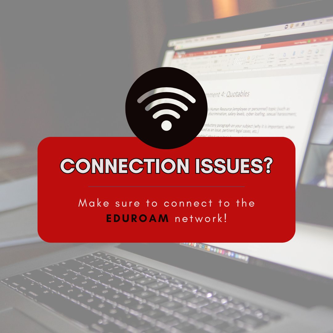 Make sure you're connecting to the Eduroam network! Detailed instructions on how to connect your device can be found at its.temple.edu/connect. Still need help? Contact the Technology Support Center at tuhelp.temple.edu. #TempleTech #CherryAndWhite #TempleUniversity