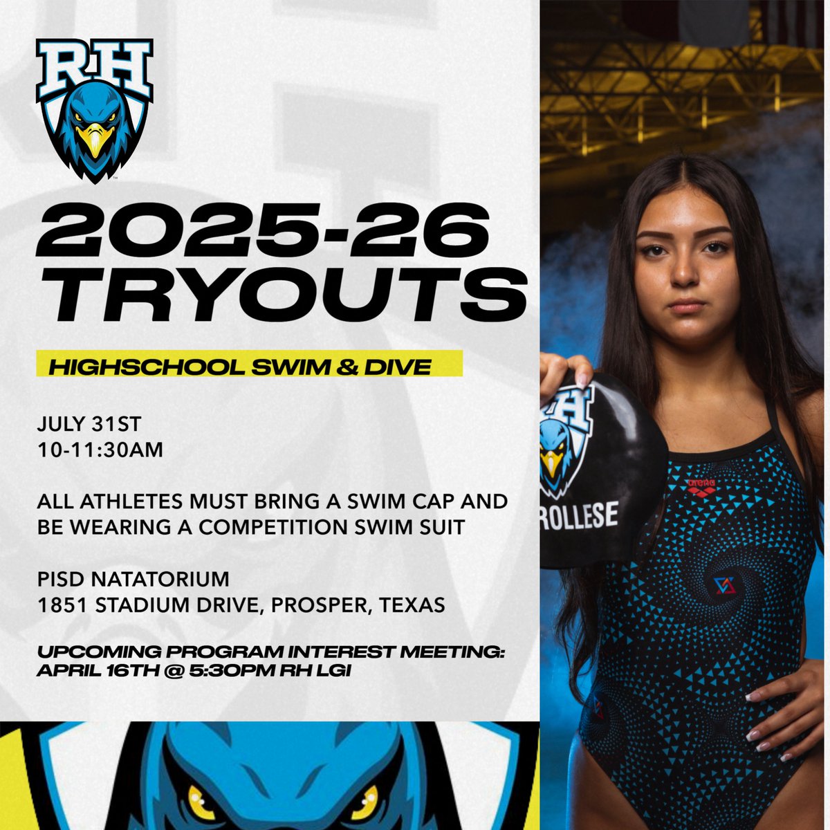 RH_SwimDive's tweet image. Get Ready for Try-Outs! @PISD_Aquatics @RH_SwimDive
