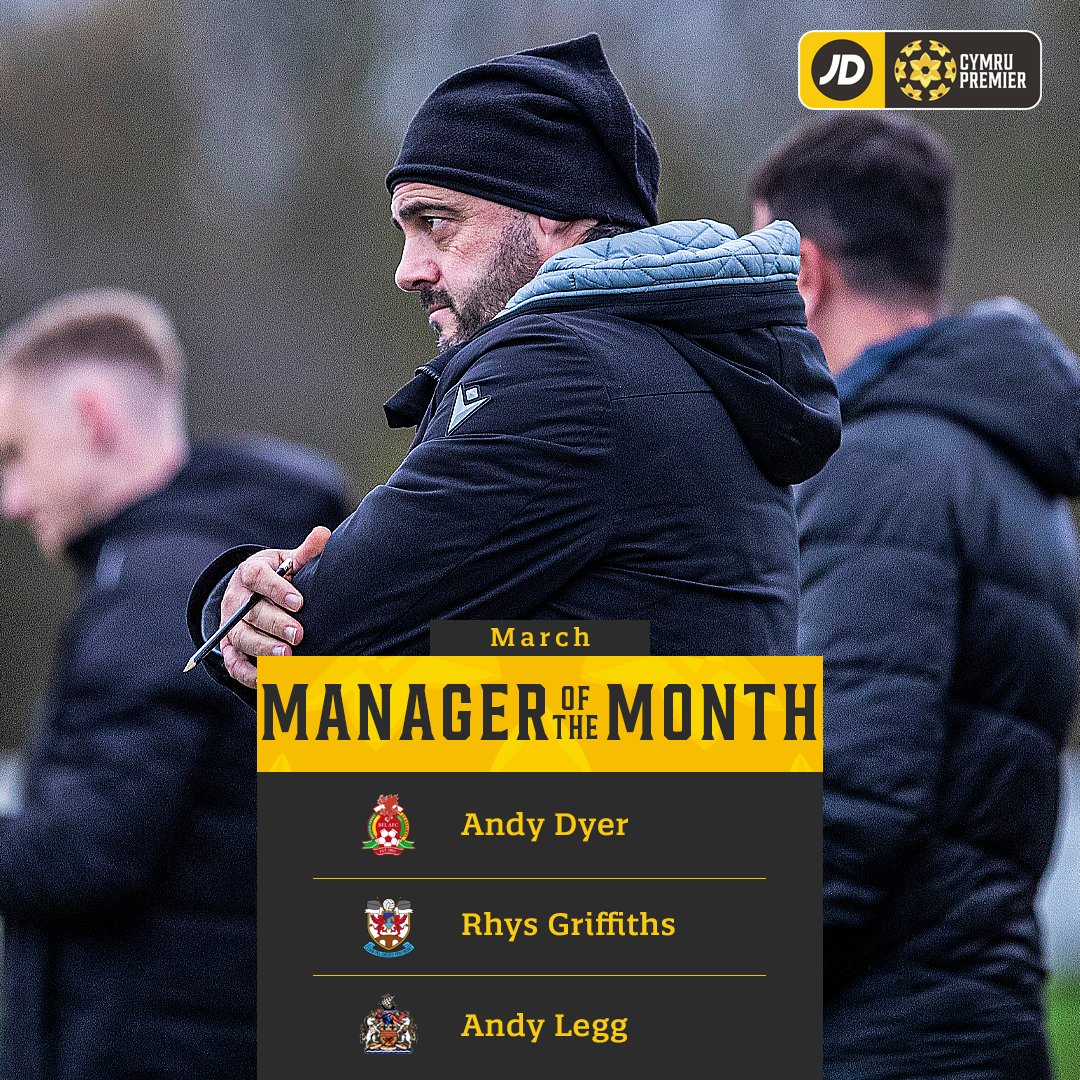 CymruLeagues's tweet photo. 🥁 Presenting the shortlist for March's Player and Manager of the Month awards across the #JDCymruLeagues.

🗳️ Pick your winners below, before the result is combined with a league and independent voting panel 👇
