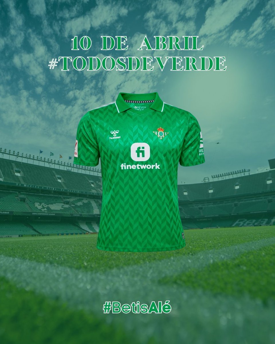 Noticias sobre el Real Betis Balompié (@fanaticsbetis) on Twitter photo 💚 El próximo 10 de abril #TodosDeVerde.
🟢 Iniciativa promovida por Tintero Verdiblanco (<a href="/TinteroVB/">ᴛɪɴᴛᴇʀᴏ ᴠᴇʀᴅɪʙʟᴀɴᴄᴏ</a>) de cara al partido de cuartos de final de la UEFA Conference League ante el Jagiellonia.
🟩 𝐓𝐎𝐃𝐎𝐒 𝐉𝐔𝐍𝐓𝐎𝐒.
#BetisAlé 💚 El próximo 10 de abril #TodosDeVerde.
🟢 Iniciativa promovida por Tintero Verdiblanco (<a href="/TinteroVB/">ᴛɪɴᴛᴇʀᴏ ᴠᴇʀᴅɪʙʟᴀɴᴄᴏ</a>) de cara al partido de cuartos de final de la UEFA Conference League ante el Jagiellonia.
🟩 𝐓𝐎𝐃𝐎𝐒 𝐉𝐔𝐍𝐓𝐎𝐒.
#BetisAlé