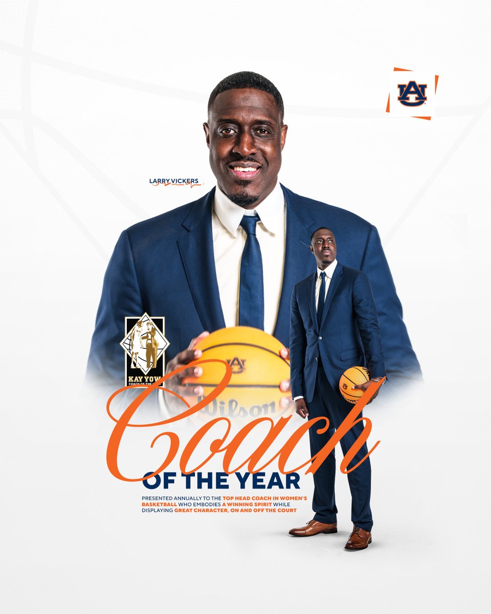 𝐓𝐡𝐞 𝐭𝐨𝐩 𝐜𝐨𝐚𝐜𝐡 𝐢𝐧 𝐖𝐨𝐦𝐞𝐧'𝐬 𝐁𝐚𝐬𝐤𝐞𝐭𝐛𝐚𝐥𝐥.

<a href="/LarryVickersAU/">Larry Vickers</a> has been named the winner of the 2025 Kay Yow Coach of the Year Award!

#WarEagle