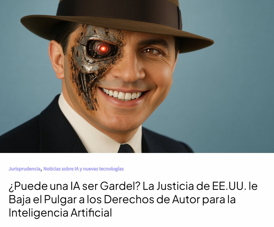 algoritmos_der's tweet image. ¿Puede una IA ser Gardel? La Justicia de EE.UU. le Baja el Pulgar a los Derechos de Autor para la Inteligencia Artificial ⚖️ 
Un reciente fallo judicial en EE.UU. establece que la inteligencia artificial no puede ser considerada &quot;autora&quot; bajo la ley de derechos de autor,…