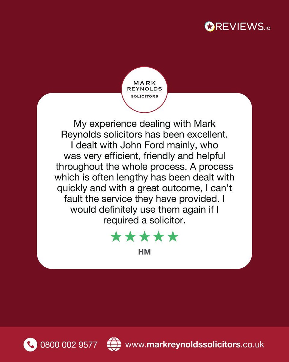 MarkReynoldsSol's tweet photo. A huge thank you to our clients for the amazing reviews!

Special shoutout to John Ford at our Liverpool office on County Road, who continues to provide exceptional service &amp; support. Thank you for trusting us with your legal needs 👏

#clientreview #testimonialtuesday #lawfirm https://t.co/A3f2Y4oKtk